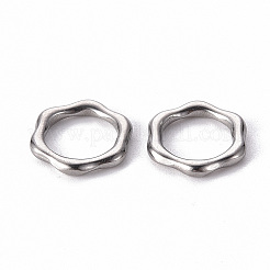変色しない304ステンレススチール製リンクリング  六角リング  ステンレス鋼色  14x15x2.5mm  内径：10mm&nbsp;STAS-T052-26P