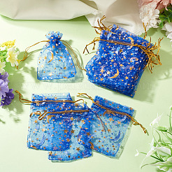 30 bolsa de regalo con cordón de organza con estampado dorado de luna y estrella&nbsp;ABAG-TA0002-21D