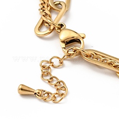 Многорядный браслет с подвеской в виде сердца и круглого шара BJEW-G639-05G