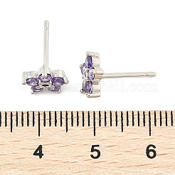 Латунные микро проложить серьги стержня кубического циркония&nbsp;EJEW-R016-26P-12