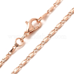 Ожерелья из овальной цепи из латуни с покрытием 1.5 мм для женщин и мужчин MAK-L044-25RG