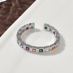 Манжеты из латуни с микро паве кубический цирконий для женщин RJEW-H256-09P