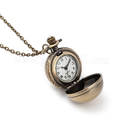 Rétro pendentif en alliage de ballon rond montres de poche collier de quartz&nbsp;WACH-M034-04AB