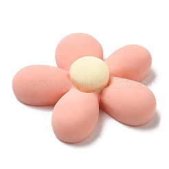 オペーク樹脂カボション  艶消し  花  ダークサーモン  23.5x23.5x7mm&nbsp;CRES-M021-02D
