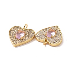 Сердце латунные микро проложить кубического циркония подвески KK-G435-02G-06