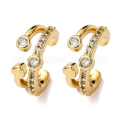 Серьги-каффы в форме сердца с микропаве из латуни и прозрачными кубическими цирконами&nbsp;LS-EJEW-D328-05G-02