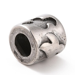 304ステンレススチールヨーロピアンビーズ  大穴ビーズ  鳥を持つ列  アンティークシルバー  10x10mm  穴：6mm&nbsp;STAS-M301-28AS