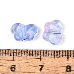 スプレー塗装透明アクリルビーズ  蝶  コーンフラワーブルー  7x10x3mm  穴：1.5mm  約3570個/500g&nbsp;OACR-N149-01B