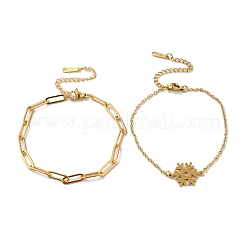 Наборы браслетов из цепочек-скрепок и тросов из нержавеющей стали 304 AJEW-U005-05D-G