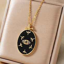 Элегантные латунные ожерелья с прозрачными кубическими цирконами и эмалью в виде счастливого глаза RW8317-3