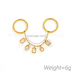 Doppelfingerringe aus Edelstahl 304 und Zirkonia&nbsp;WGBA935-01