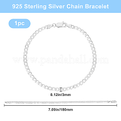 1шт 925 браслета из стерлингового серебра с цепочкой панцирного плетения&nbsp;BJEW-BBC0001-06C
