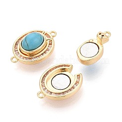 Латунные застежки с прозрачными фианитами и магнитными застежками&nbsp;KK-N287-10G-01