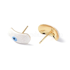 Aretes ovalados curvos de esmalte con mal de ojo&nbsp;EJEW-G334-02G-01