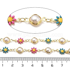 Латунные эмалевые цепочки-ромашки CHC-G024-06G