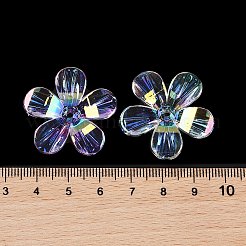透明なアクリルビーズ  UVカラーメッキ  花  ミックスカラー  29x30x5.3mm  穴：2mm&nbsp;MACR-K358-06D