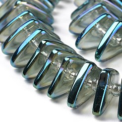 電気メッキガラスビーズセット  三角形  ダークシアン  9x15.5~16x2.8~3mm  穴：1mm  約119~131個/連  24.21''~24.41''（61.5~62センチメートル）&nbsp;GLAA-K061-04A-FR04