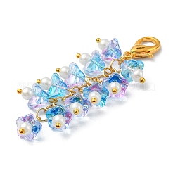 Труба цветок стеклянный кулон украшения&nbsp;HJEW-YW0001-02E