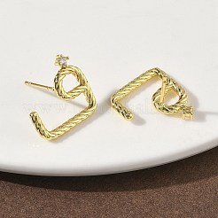 Orecchini a bottone in ottone con micro pavé di zirconi cubici trasparenti&nbsp;EJEW-G452-05G