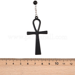 Сплав и железо анк крест сердце с крыльями летучей мыши подвеска черные круглые акриловые четки ожерелья&nbsp;LS-NJEW-D335-01BP