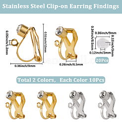 20 шт. 2 цвета 316 хирургическая нержавеющая сталь стразы клипсы для сережек&nbsp;STAS-SP0001-95
