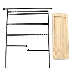 Железная подставка для ювелирных изделий с деревянным подносом AJEW-Z032-01A