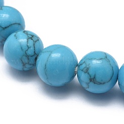 Bracciali elasticizzati in perle di diaspro turchese sintetico&nbsp;X-BJEW-K212-A-022