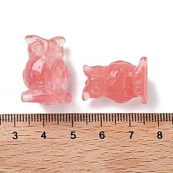 チェリークォーツガラス彫刻人形  ホームオフィスのデスクトップ装飾用  フクロウ  15.5~18.5x13~15x22~24mm&nbsp;DJEW-L023-G15