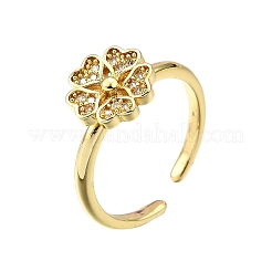 Латунные кольца-манжеты с микропаве и прозрачным цирконием для женщин RJEW-H247-27G