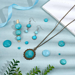 180 Stück 8 Stile Bastelzubehör gefärbter synthetischer türkisfarbener Edelstein flache Rückseite Kuppel Cabochons&nbsp;G-PH0003-28