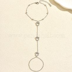 Élégants bracelets à maillons en laiton sertis de micro-pavés de zirconiums cubiques transparents&nbsp;YB8510