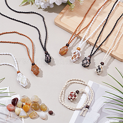 8 шт. регулируемый вощеный шнур макраме мешочек пустой держатель для камней изготовление ожерелья&nbsp;NJEW-WR0001-01