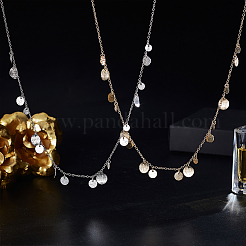 2 шт. 2-х цветные латунные подвески-диски с цепочками для изготовления NJEW-GA00002