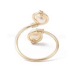 Открытое кольцо на палец с натуральным культивированным пресноводным жемчугом X-RJEW-JR00620