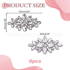 ガラスラインストーンオーナメントアクセサリー  花  クリスタル  67x35x6mm&nbsp;DIY-WH0308-990A