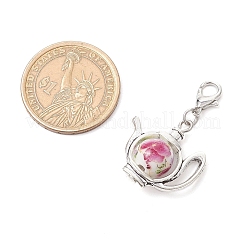 Чайник ручной работы с цветочным принтом фарфоровые керамические бусины подвесные украшения HJEW-JM02888