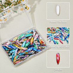 アクリルファセットティアドロップリンクコネクタチャーム150個  ミックスカラー  27x8x3mm  穴：1mm&nbsp;MACR-HS0001-06