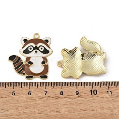合金エナメルチャーム  アライグマのチャーム  ゴールドカラー  サドルブラウン  31.5x29x4.5mm  穴：2.5mm&nbsp;FIND-G115-04