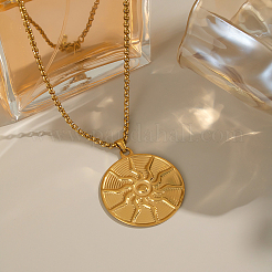 Женские ожерелья с подвеской в виде солнца из нержавеющей стали 304 KE4439-1