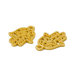 ラックメッキ合金ペンダント  カドミウムフリー＆ニッケルフリー＆鉛フリー  hamsa hand/hand of miriam チャーム  マットゴールドカラー  21x15x1.5mm  穴：1.8mm&nbsp;LS-PALLOY-M202-11MG