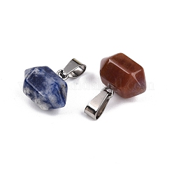 Подвески в форме пули из смешанных натуральных и синтетических камней&nbsp;G-N344-09P