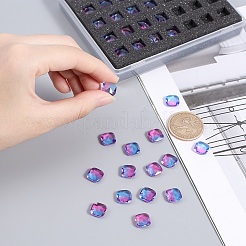 ポイントガラスラインストーンカボション  模造トルマリン  正方形  サファイア  10x10x5mm  35個/箱&nbsp;RGLA-OC0001-25C