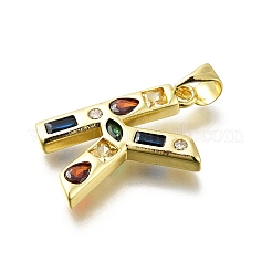 Латунные микропаве прозрачные подвески с фианитом KK-G521-01G-K-01