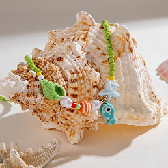 Летние пляжные фарфоровые рыбки в форме ракушки и пластиковый жемчуг подвеска лаймовое стекло бисерные ожерелья для женщин FS-WGBDA16-01