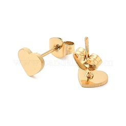 304ステンレススチールスタッドピアス  ハート  ゴールドカラー  7x6mm&nbsp;EJEW-K285-01G