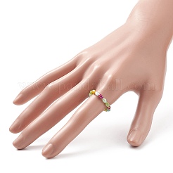 4 個 4 色ブリング ガラス ライス ビーズ ストレッチ リング セット女性  ミックスカラー  usサイズ9（18.9mm）  1pc /カラー&nbsp;RJEW-TA00058