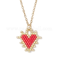 Кулон в форме сердца из стеклянных бусин ручной работы NJEW-MZ00137