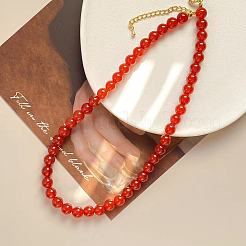 Винтажные ожерелья из натуральных бусин сердолика диаметром 8 мм для женщин&nbsp;ZS3911