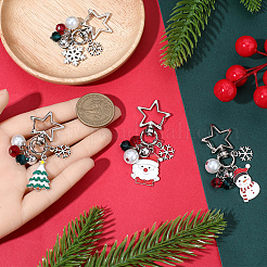 4 шт. 4 стиля подвесных украшений из сплава эмали и стекла на рождественскую тематику&nbsp;HJEW-SC0002-76