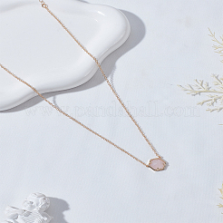 1 шт. латунные шестиугольные подвески с паве из натурального розового кварца&nbsp;NJEW-LP0009-34